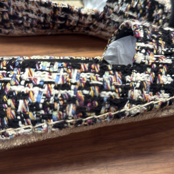 Tory Burch Black Leather Tweed Espadrille Shoes size 9.5 - Picture 4 of 12